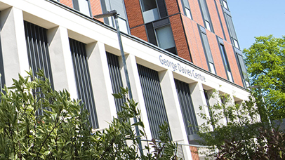 Image of the front of the George Davies Centre, University of Leicester