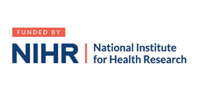 Logo for the National Institute for Health Research with blue lettering on white