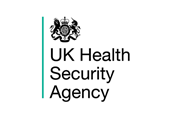 Logo for the UK Health Security Agency featuring Royal crest with lion and unicorn either side of the crown and shield