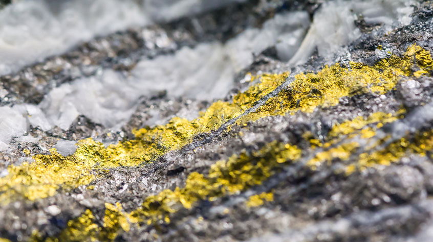 Close up of rock with gold in it