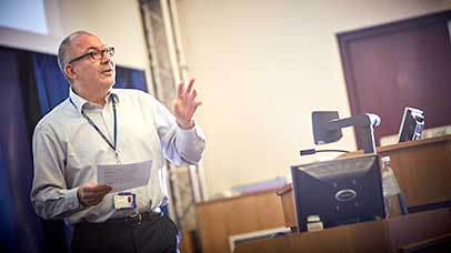 staff member giving a seminar