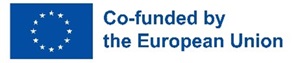 Logo with blue writing stating Co-funded by the European Union to the right, on the left is a blue rectangle filled with a circle of golden stars