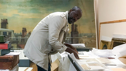 A man in an artist studio