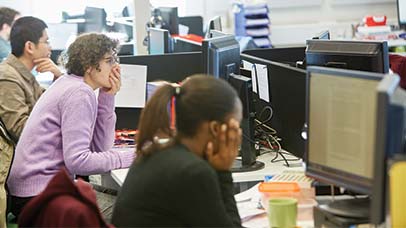 students working on computers