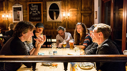 Pub discussion with artists and mathematicians following the Artist presentation event at Attenborough Arts Centre September 2019