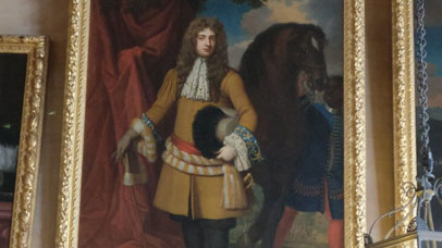 Painting of a man and his horse from charlecote park.