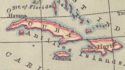 Illustration of a map of the Caribbean islands.