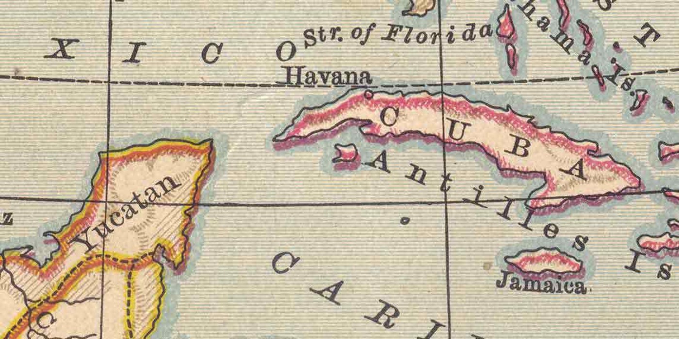 Illustration of a map of the Caribbean islands.