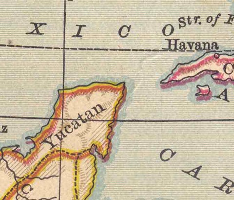 Illustration of a map of the Caribbean islands.