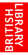British Library logo with vertical white text on red background