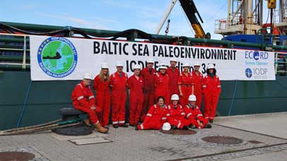Crew pose for the camera on Baltic Sea expedition