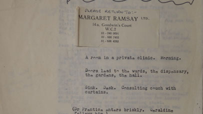 Page one of the script for What the Butler Saw.