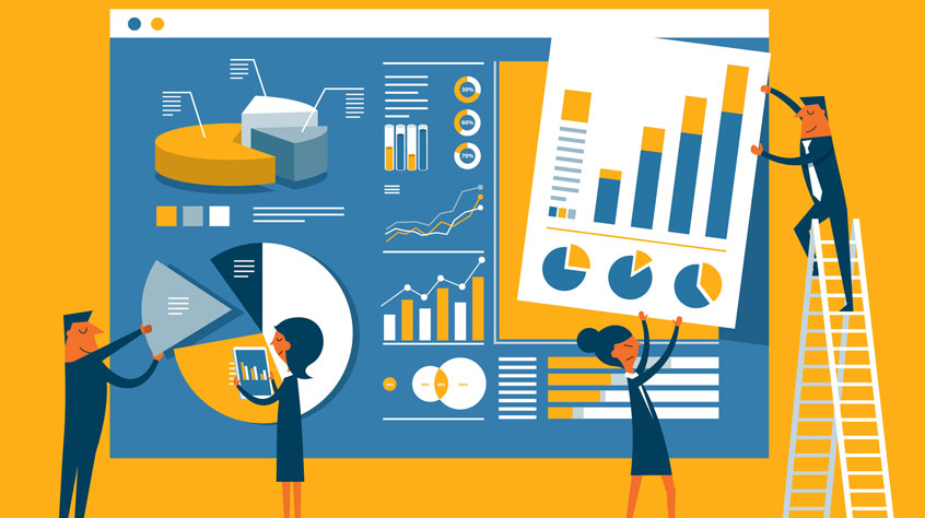 Financial investment, analytics with growth report