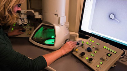 Member of staff using the equipment in the EMF