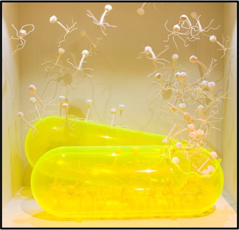 yellow abstract molecules of phages