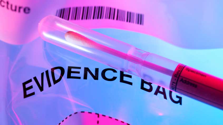 Swab on top of an evidence bag