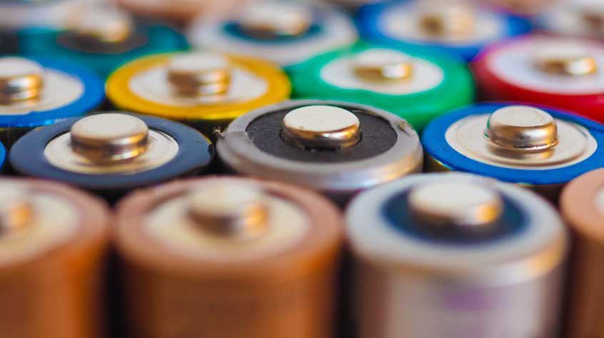 Closeup of batteries. 