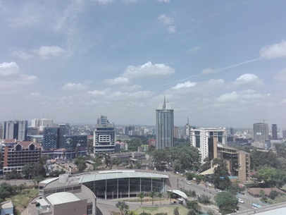 Nairobi skyline with pollution haze in distance
