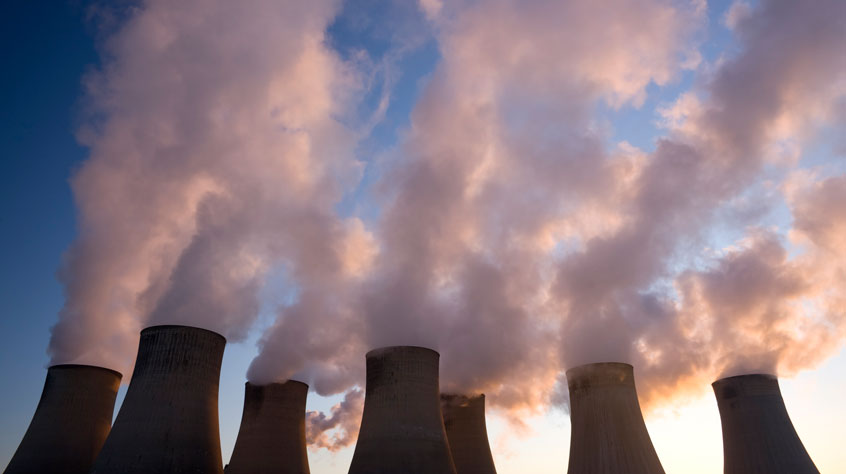 Smoke billowing from power plant