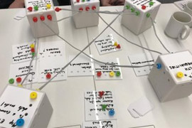 notes on a board with white boxes