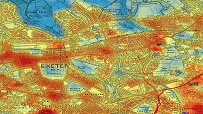 Heat map of Exeter, UK