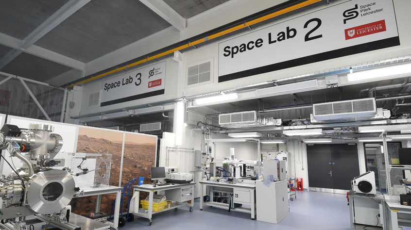 Entrances to two labs in Space Park Leicester