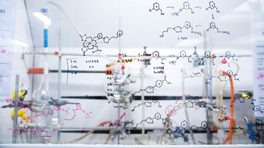 Equations written on a opaque board