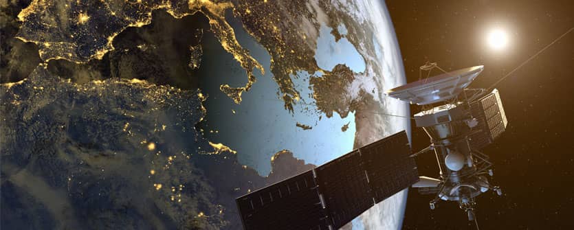 A satellite orbiting earth