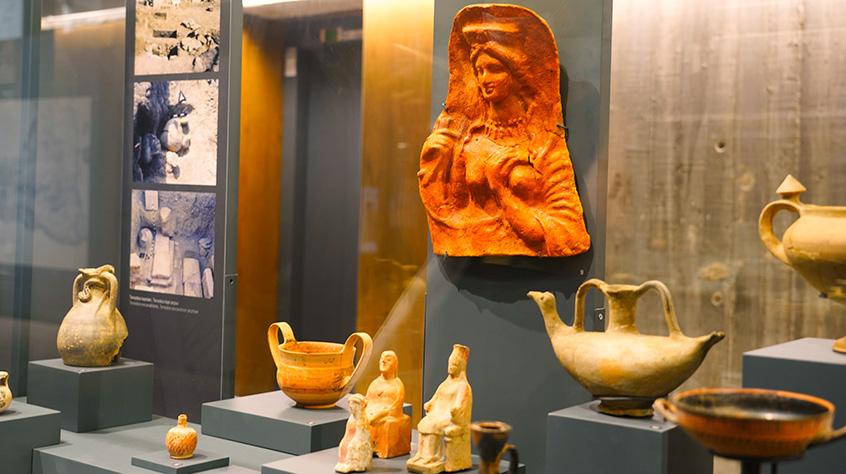 Artifacts on display in a museum