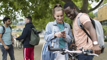 Students socialising on campus