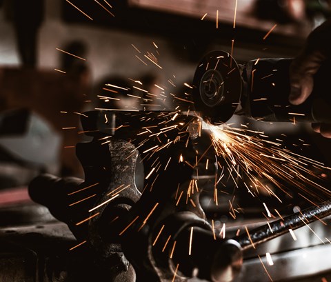 sparks flying as soldering work is being carried out