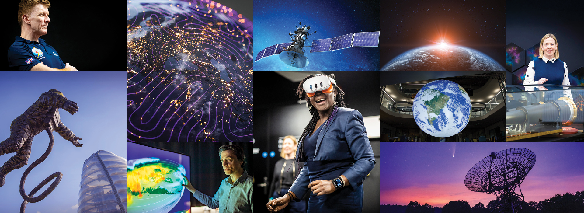 Montage of stills encompassing all related to space power and ai