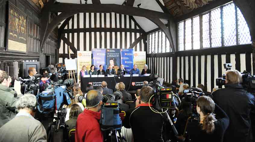 The press conference at Leicester Guildhall on 12 September 2012.