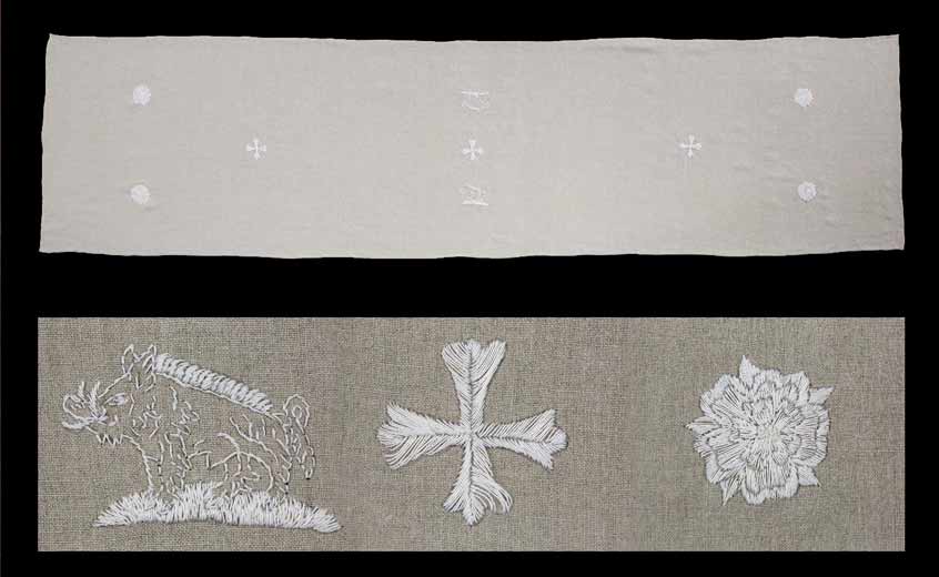 The top cloth embroidered by Miss Elizabeth Nokes