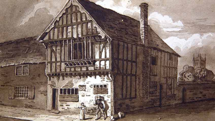 A painting of the Blue Boar Inn