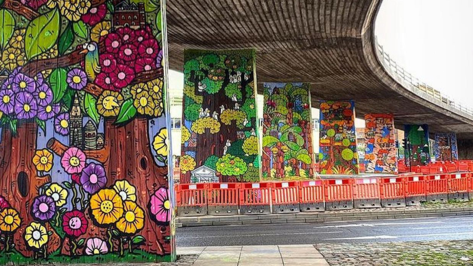 Street art under an underpass in Leicester