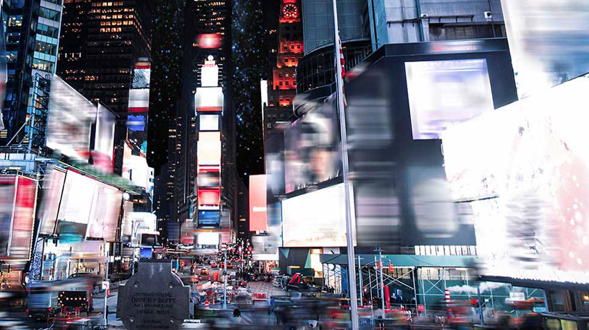 City view in the dark with lights. 