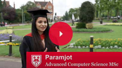 Student talking to camera at graduation