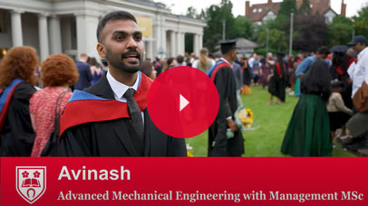 Student talking to camera at graduation