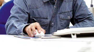 Student using a computer