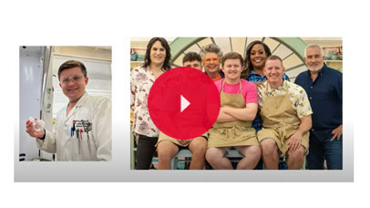 Dr Josh Smalley in the Great British Bake off tent.