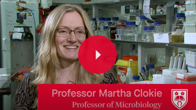 Professor Martha Clokie talking to camera