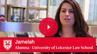 Leicester Law School student Jamelah talking about the course