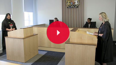 Students in the Leicester Law School moot court
