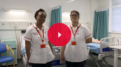 Two nursing students posing for a picture