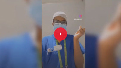 ODP student Sushina wearing scrubs and speaking into the camera.
