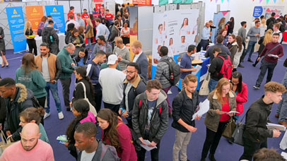 Photograph of students gathered in a hall