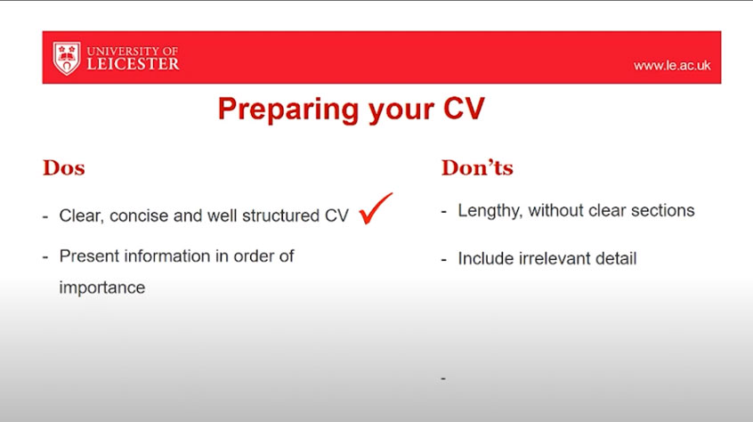 Preparing your CV powerpoint slide