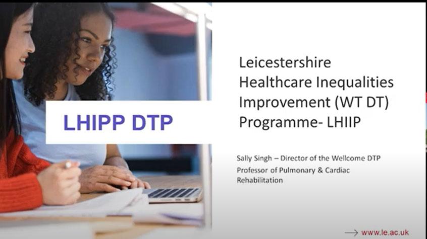 powerpoint slide which reads: 'Leicestershire Healthcare Inequalities Improvement (WT DT) Programme - LHIIP