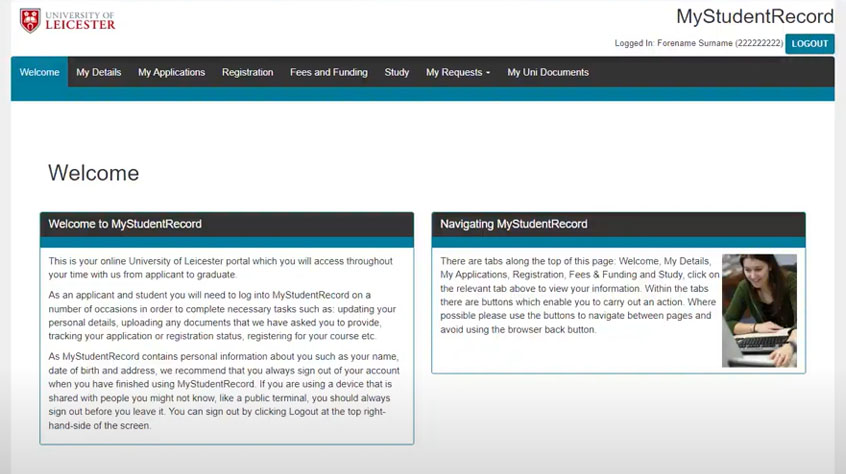 Screenshot of MyStudentRecord video to show students how to initiate the suspension process